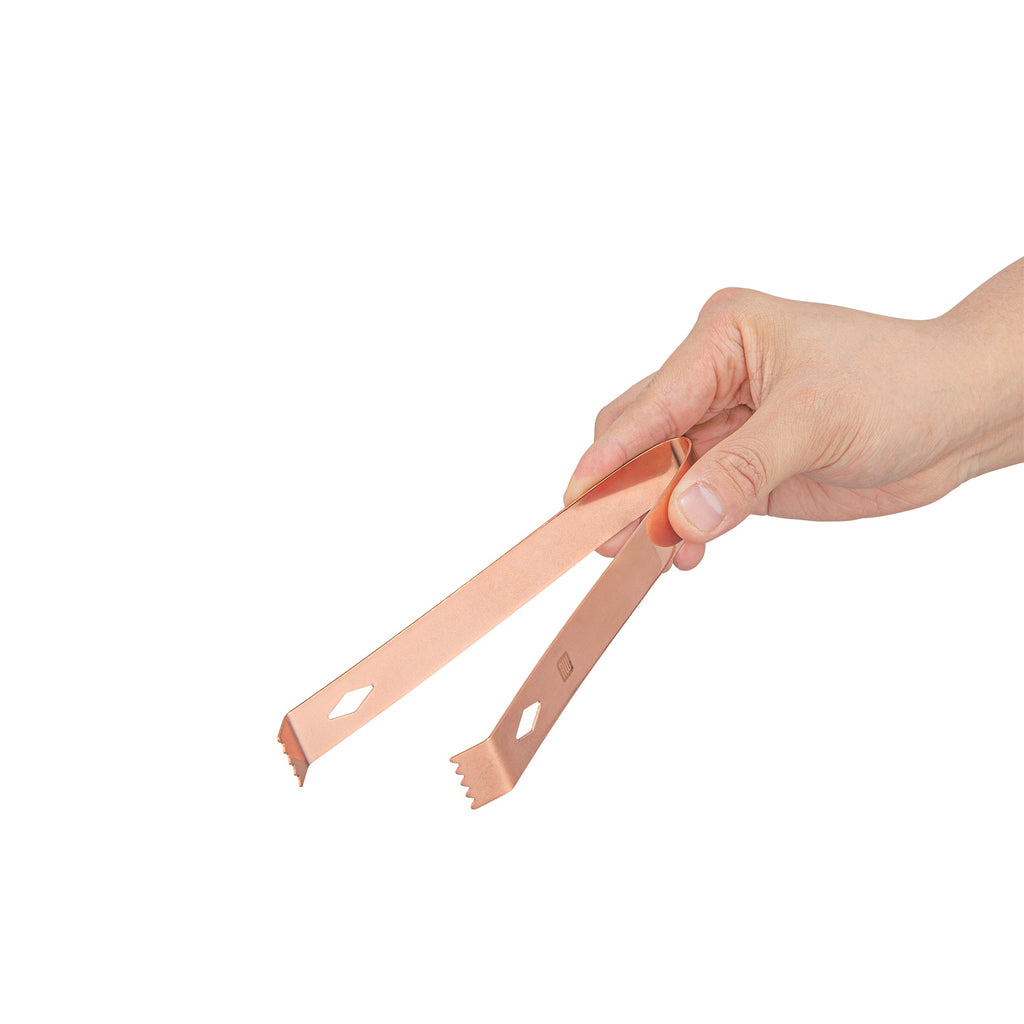 Bar Lux Copper-Plated Stainless Steel Ice Tongs - 6 1/4" x 2 1/2" x 3/4" - 1 count box