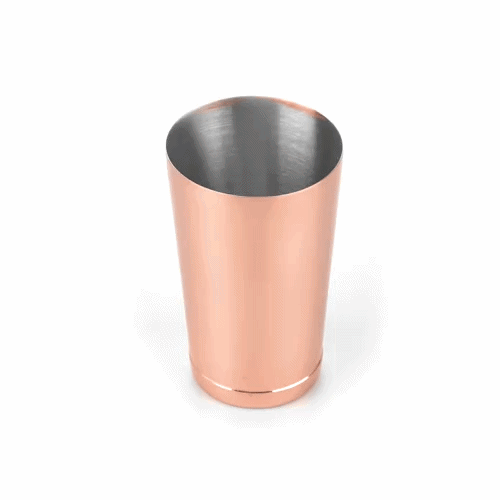Bar Lux 16 oz Copper-Plated Stainless Steel Cocktail Shaker Tin - Weighted - 3 1/4" x 3 1/4" x 4" - 1 count box