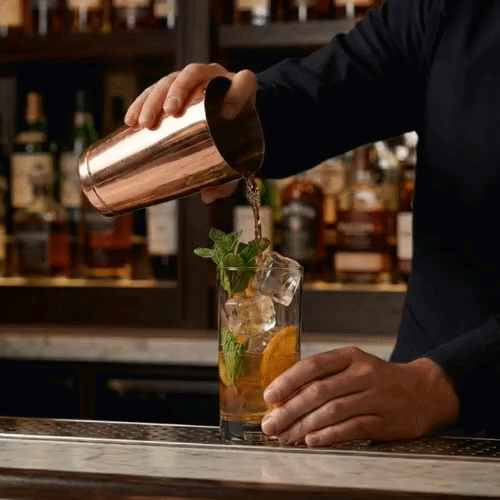 Bar Lux 16 oz Copper-Plated Stainless Steel Cocktail Shaker Tin - Weighted - 3 1/4" x 3 1/4" x 4" - 1 count box