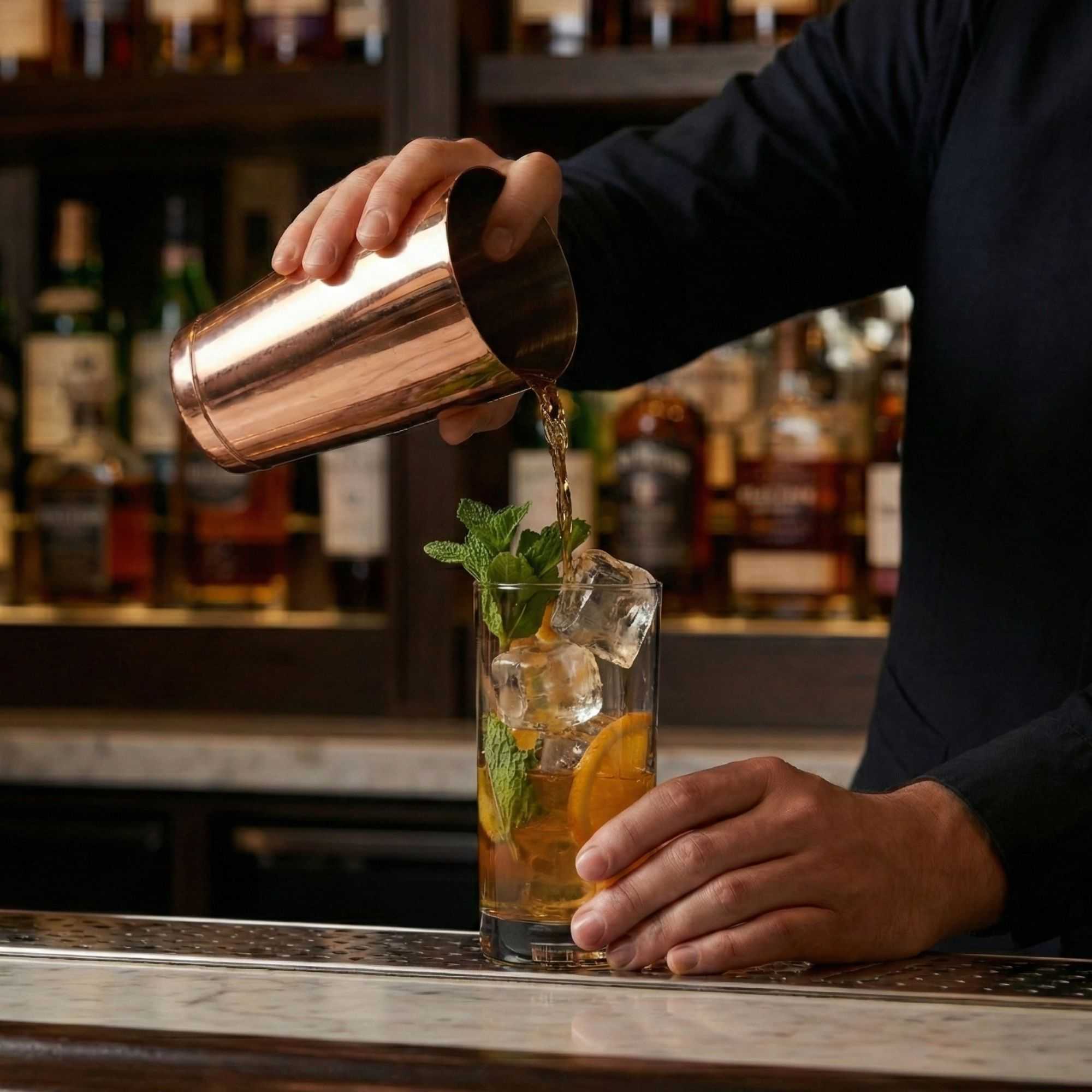 Bar Lux 16 oz Copper-Plated Stainless Steel Cocktail Shaker Tin - Weighted - 3 1/4" x 3 1/4" x 4" - 1 count box