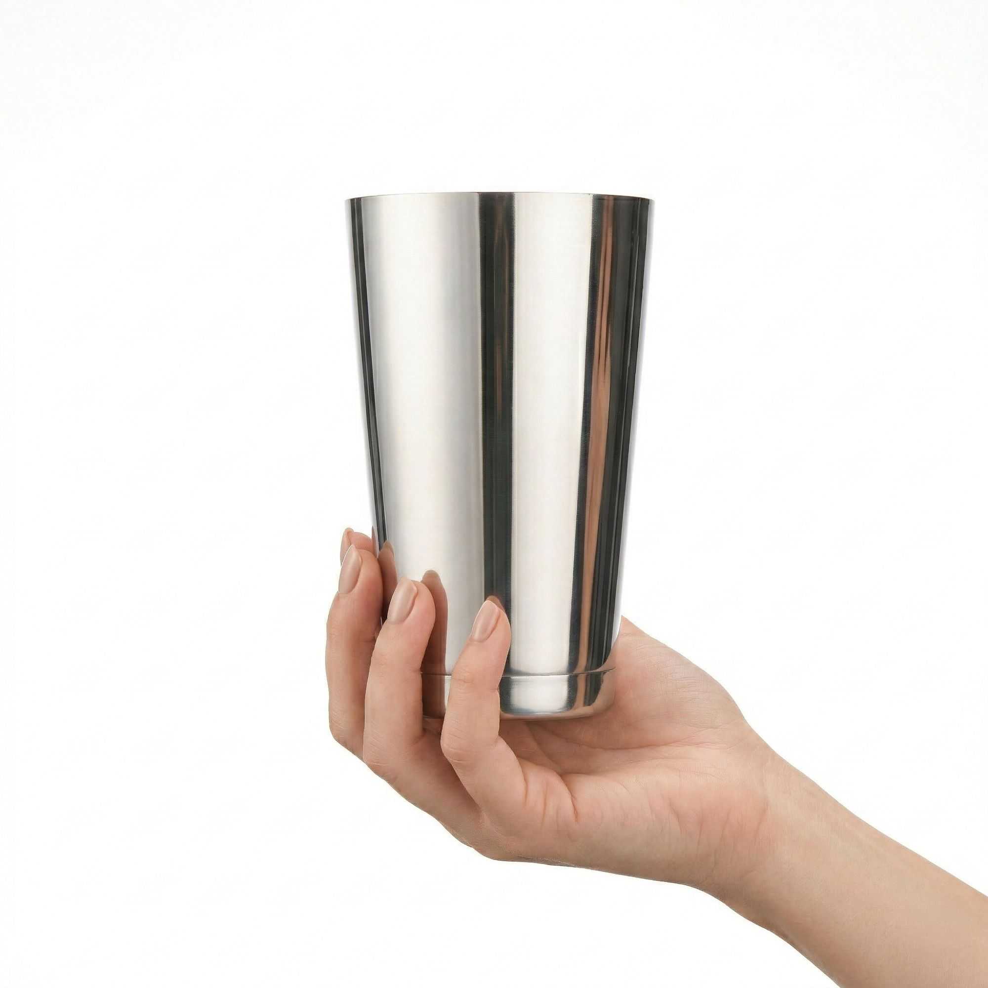 Bar Lux 16 oz Stainless Steel Cocktail Shaker Tin - Weighted, Mirrored Finish - 3 1/4" x 3 1/4" x 4" - 1 count box