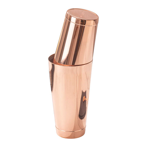 Bar Lux 24 oz Copper-Plated Stainless Steel Cocktail Shaker Tin - Weighted - 3 1/2" x 3 1/2" x 6 1/2" - 1 count box