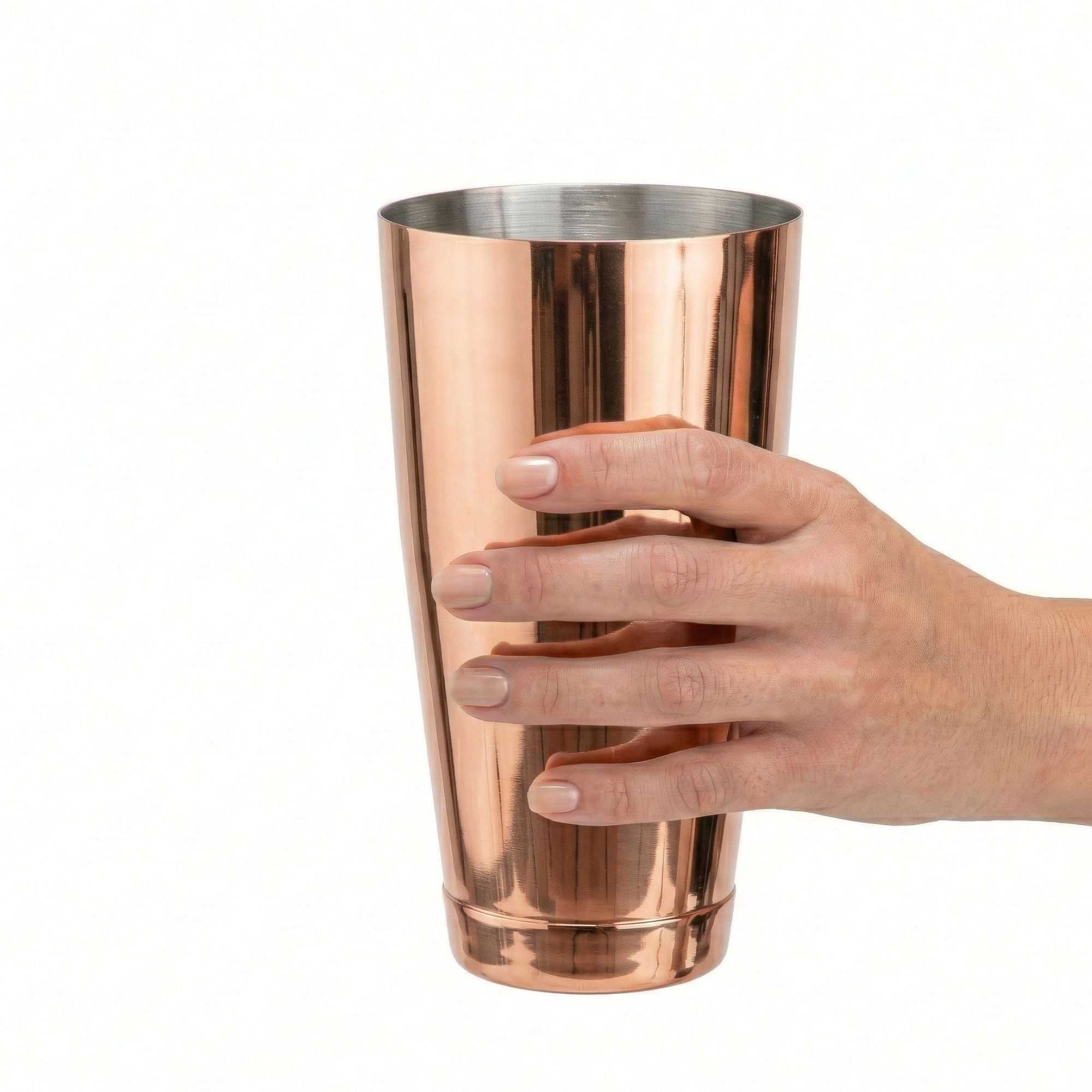Bar Lux 24 oz Copper-Plated Stainless Steel Cocktail Shaker Tin - Weighted - 3 1/2" x 3 1/2" x 6 1/2" - 1 count box