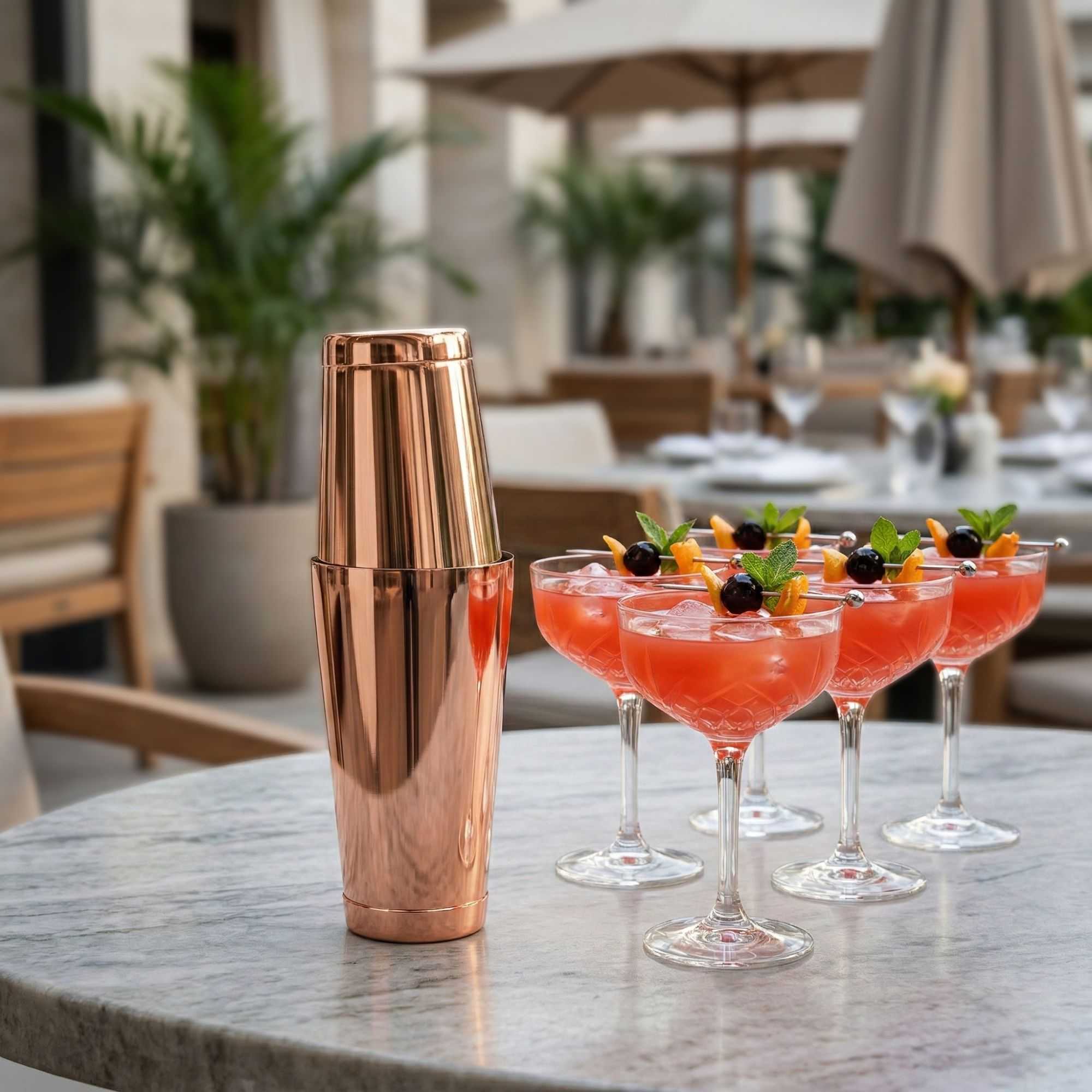 Bar Lux 24 oz Copper-Plated Stainless Steel Cocktail Shaker Tin - Weighted - 3 1/2" x 3 1/2" x 6 1/2" - 1 count box