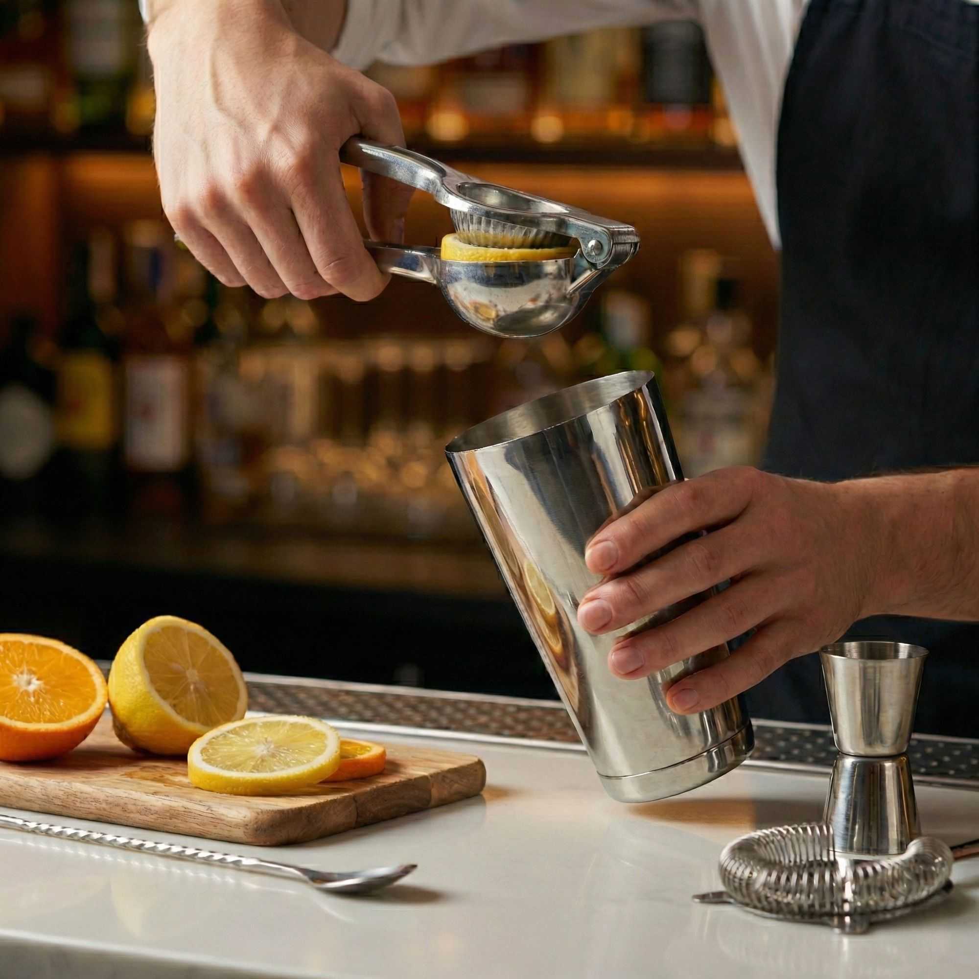 Bar Lux 24 oz Stainless Steel Cocktail Shaker Tin - Weighted, Mirrored Finish - 3 1/2" x 3 1/2" x 6 1/2" - 1 count box