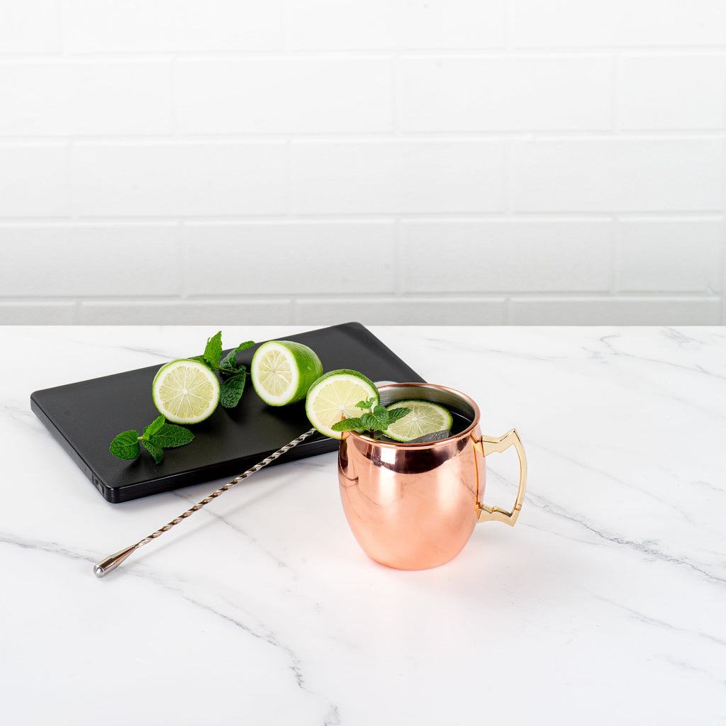 Bar Lux 16 oz Copper-Plated Stainless Steel Moscow Mule Mug - 3 1/2" x 3 1/2" x 3 3/4" - 1 count box