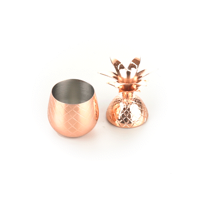 Bar Lux 2 oz Copper-Plated Stainless Steel Pineapple Tumbler - 2 1/2" x 2 1/2" x 4" - 1 count box