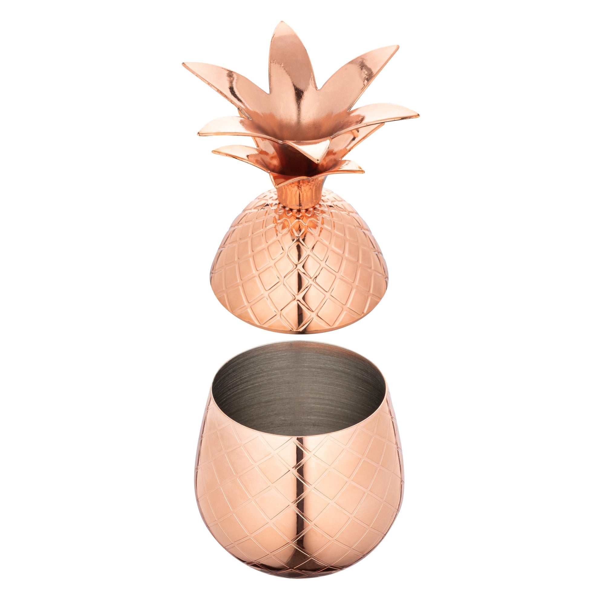 Bar Lux 2 oz Copper-Plated Stainless Steel Pineapple Tumbler - 2 1/2" x 2 1/2" x 4" - 1 count box