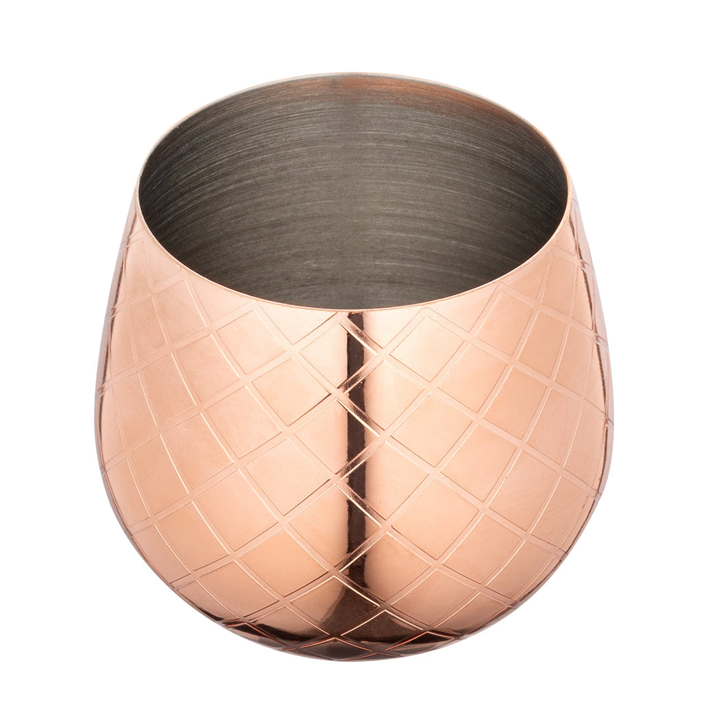 Bar Lux 2 oz Copper-Plated Stainless Steel Pineapple Tumbler - 2 1/2" x 2 1/2" x 4" - 1 count box