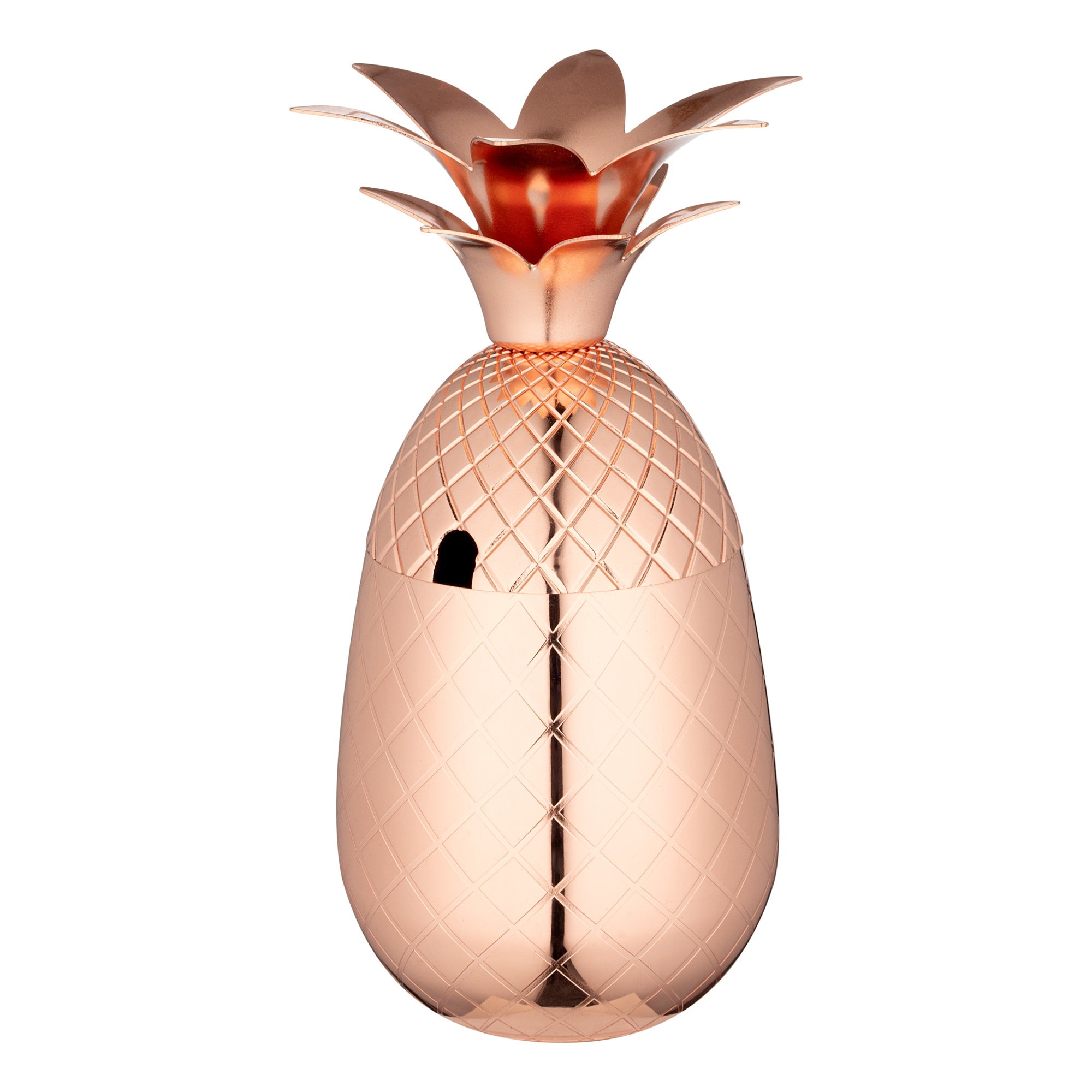 Bar Lux 16 oz Copper-Plated Stainless Steel Pineapple Tumbler - 3 1/2" x 3 1/2" x 7 1/2" - 1 count box