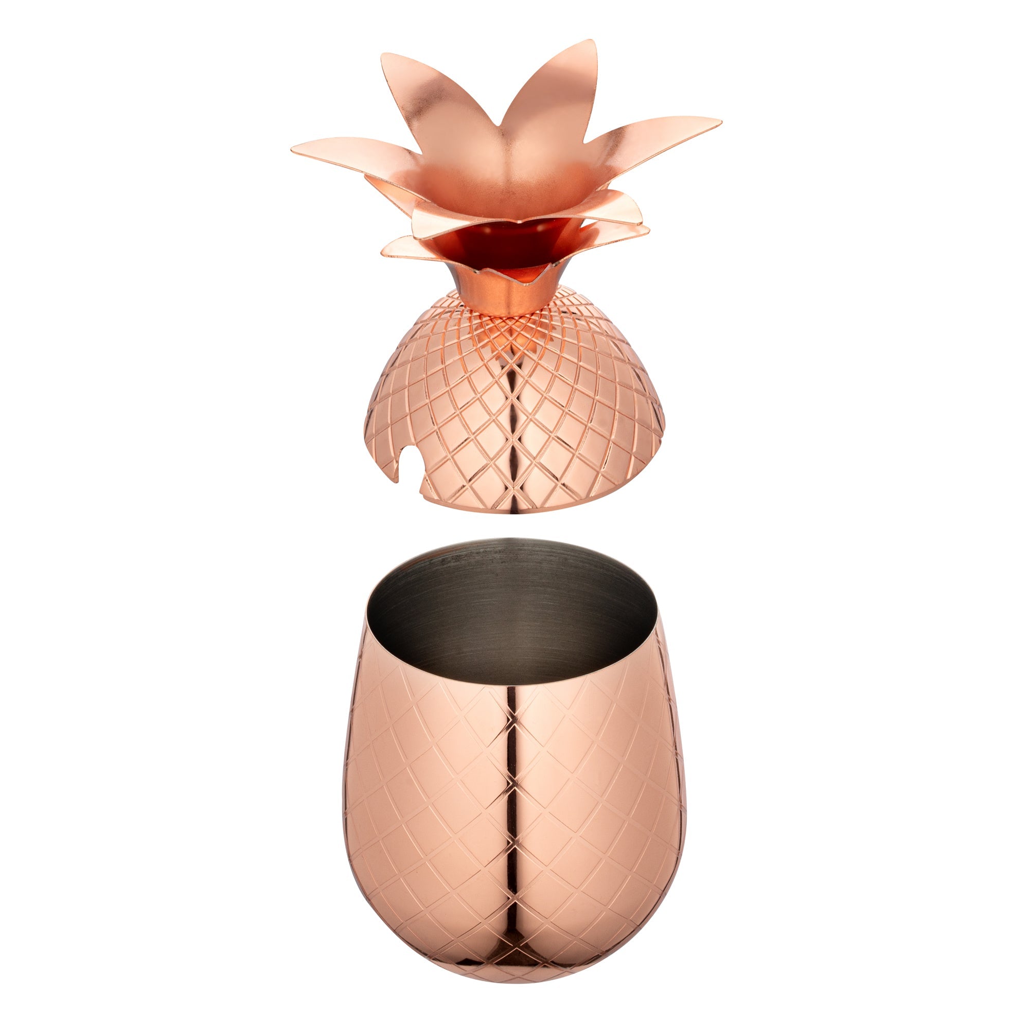Bar Lux 16 oz Copper-Plated Stainless Steel Pineapple Tumbler - 3 1/2" x 3 1/2" x 7 1/2" - 1 count box