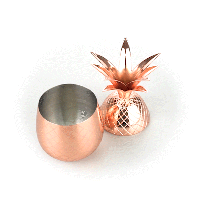 Bar Lux 24 oz Copper-Plated Stainless Steel Pineapple Tumbler - 4 1/4" x 4 1/4" x 9 1/4" - 1 count box