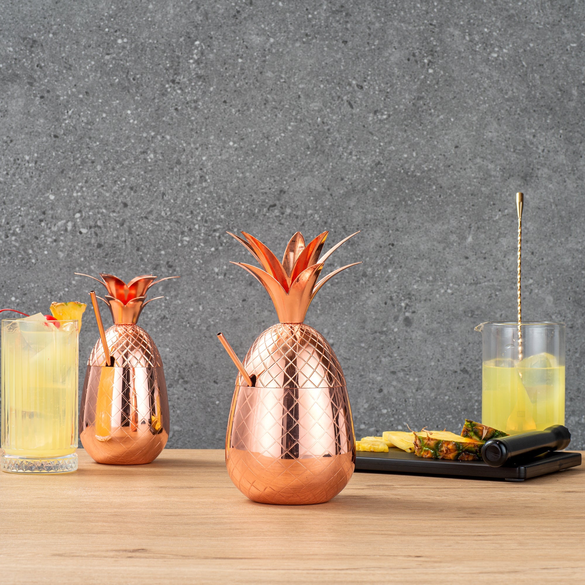 Bar Lux 24 oz Copper-Plated Stainless Steel Pineapple Tumbler - 4 1/4" x 4 1/4" x 9 1/4" - 1 count box