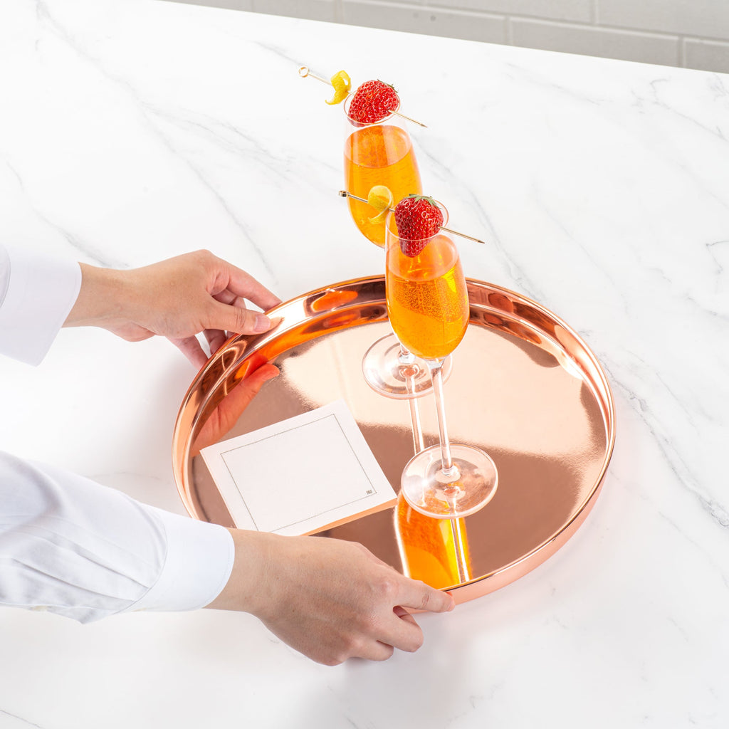 Bar Lux Copper-Plated Stainless Steel Serving Tray - 12 1/2" x 12 1/2" x 1" - 1 count box