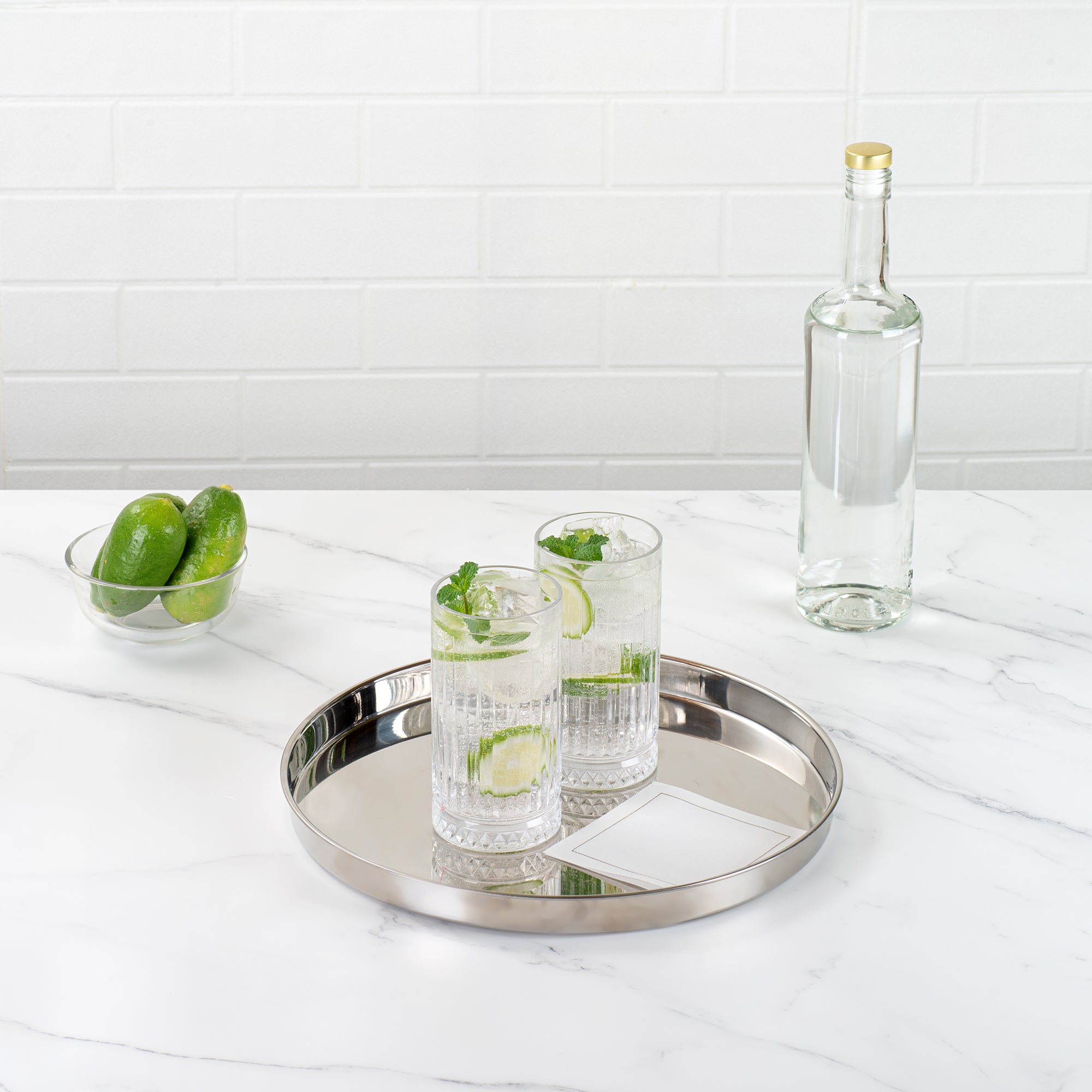 Bar Lux Stainless Steel Serving Tray - Mirrored Finish - 12 1/2" x 12 1/2" x 1" - 1 count box