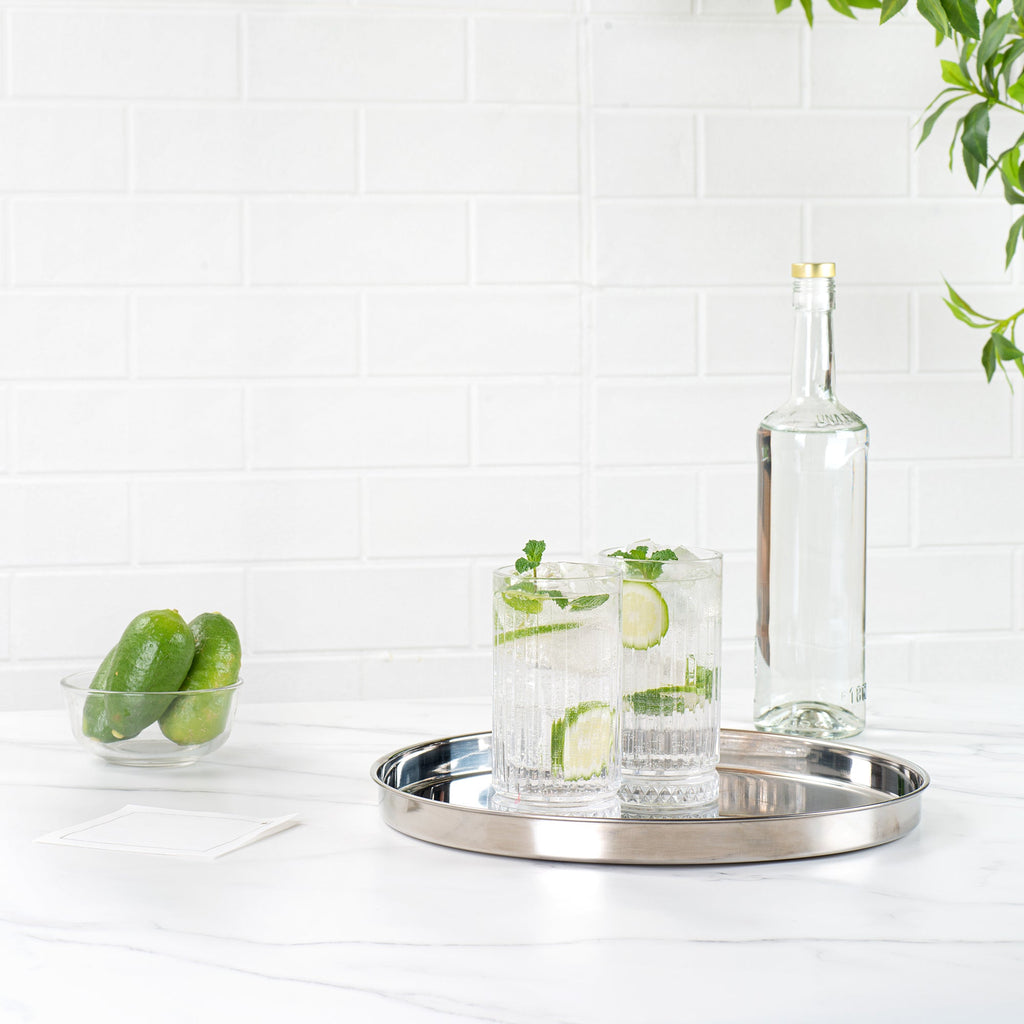 Bar Lux Stainless Steel Serving Tray - Mirrored Finish - 12 1/2" x 12 1/2" x 1" - 1 count box