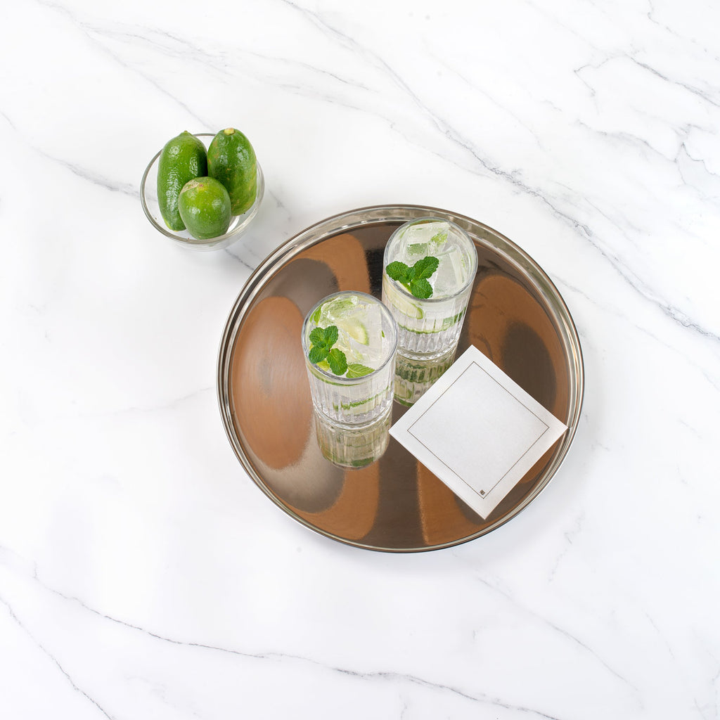 Bar Lux Stainless Steel Serving Tray - Mirrored Finish - 12 1/2" x 12 1/2" x 1" - 1 count box