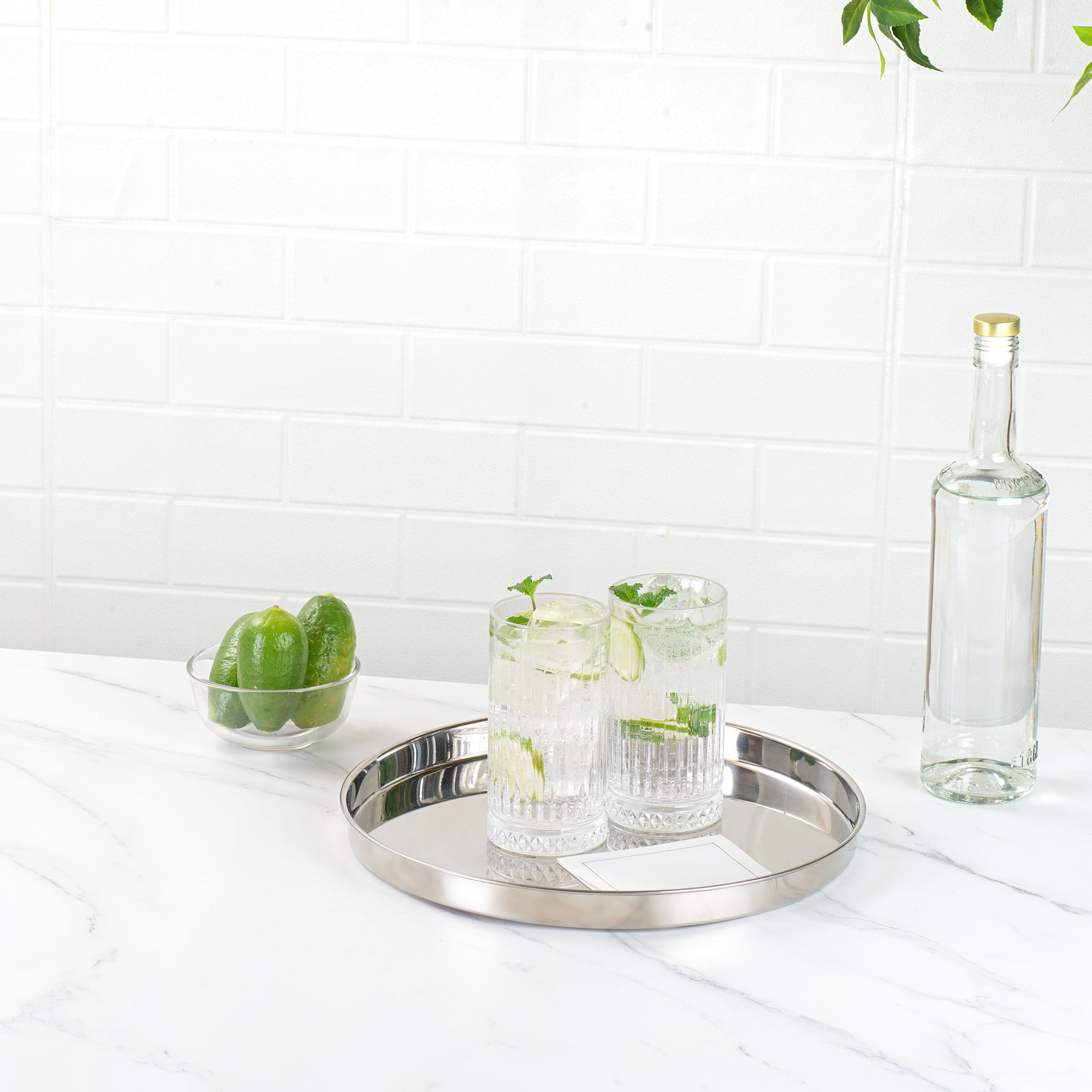 Bar Lux Stainless Steel Serving Tray - Mirrored Finish - 12 1/2" x 12 1/2" x 1" - 1 count box