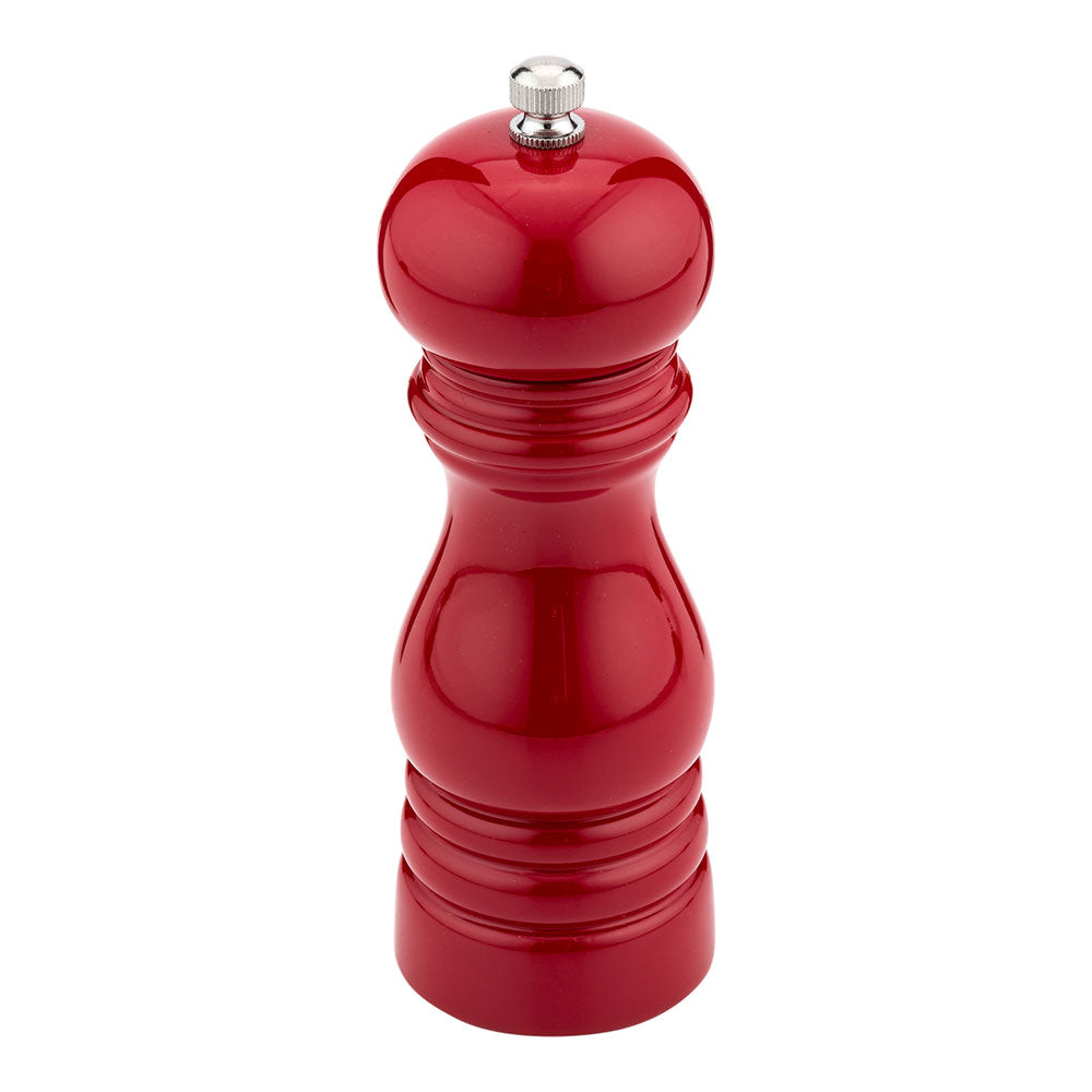 Chef 101 Classic French Red Wood Pepper Mill - High Gloss - 2" x 2" x 6" - 1 count box