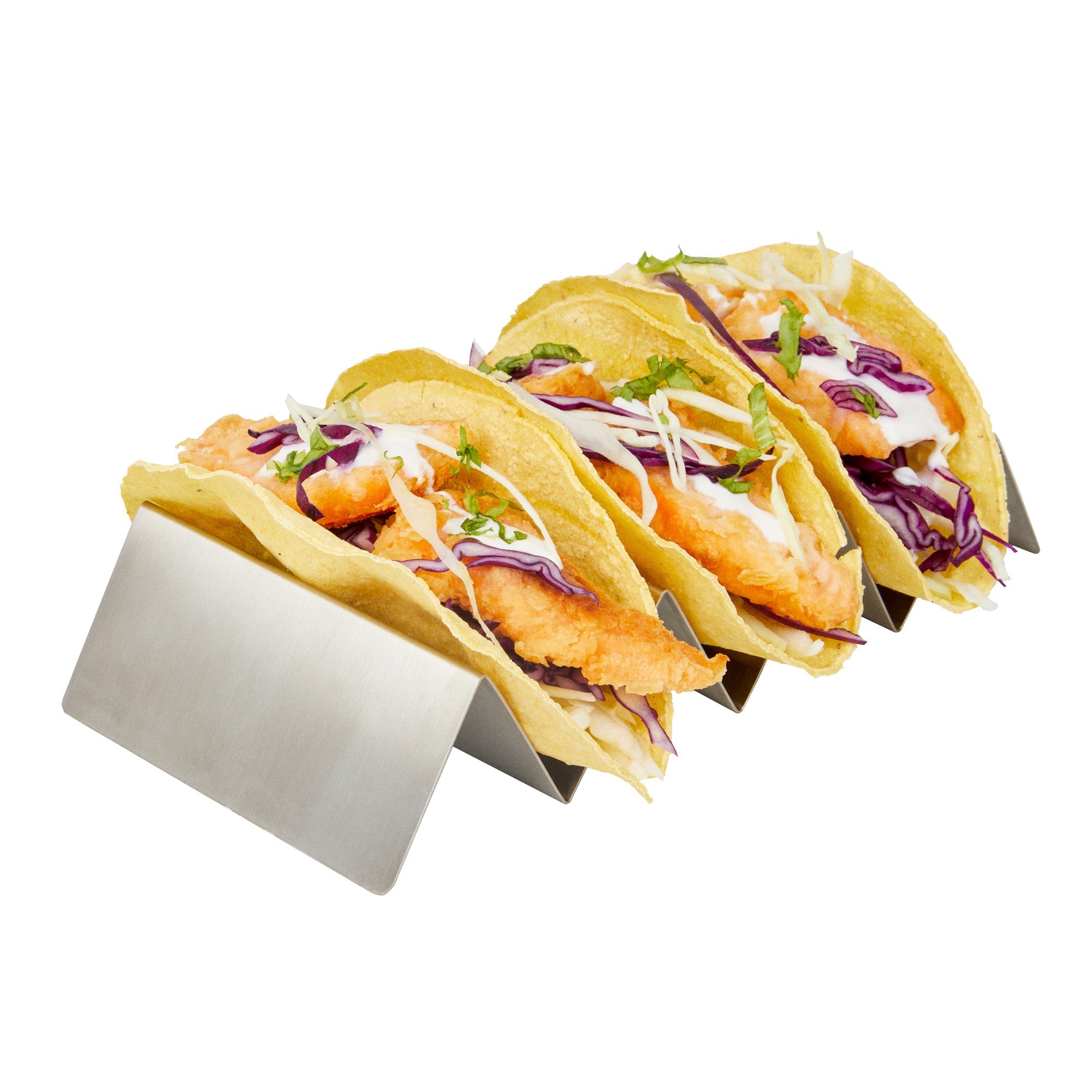 Met Lux Stainless Steel Triple Taco Holder - with 3 or 4 Compartments - 8 1/2" x 4" x 1 1/2" - 1 count box