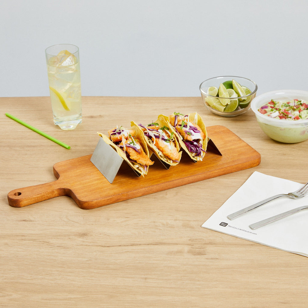 Met Lux Stainless Steel Triple Taco Holder - with 3 or 4 Compartments - 8 1/2" x 4" x 1 1/2" - 1 count box