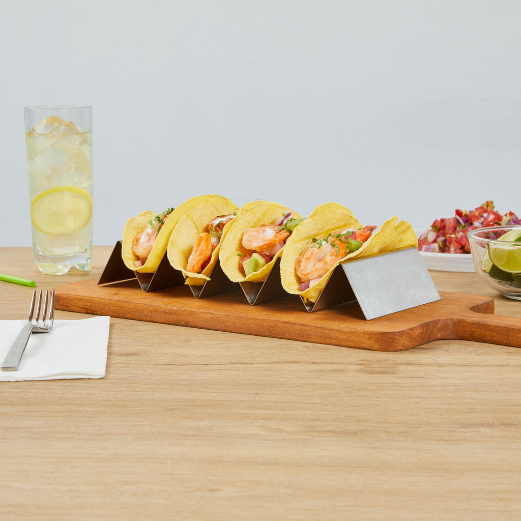 Met Lux Stainless Steel Quadruple Taco Holder - with 4 or 5 Compartments - 10 3/4" x 4" x 1 1/2" - 1 count box