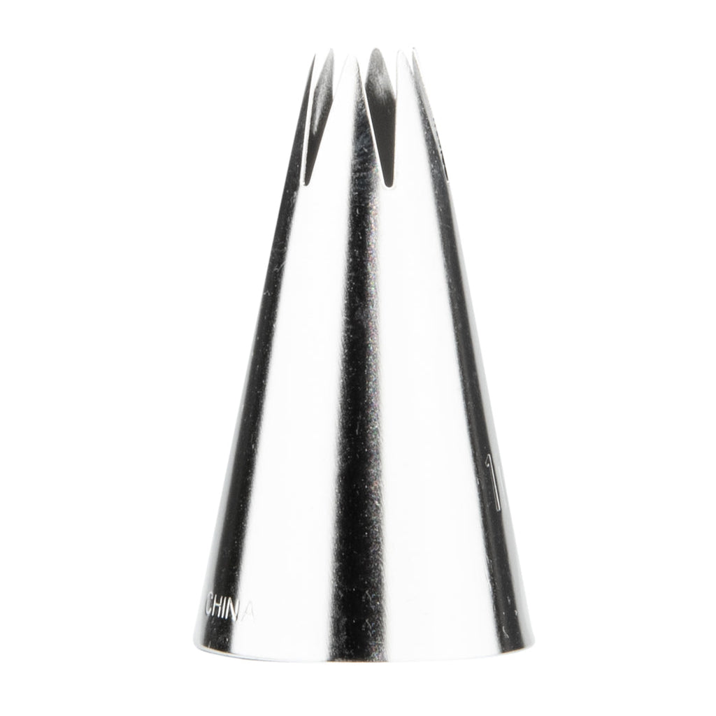 Pastry Tek Stainless Steel #1M Open Star Piping Tip - 1" x 1" x 1 3/4" - 1 count box