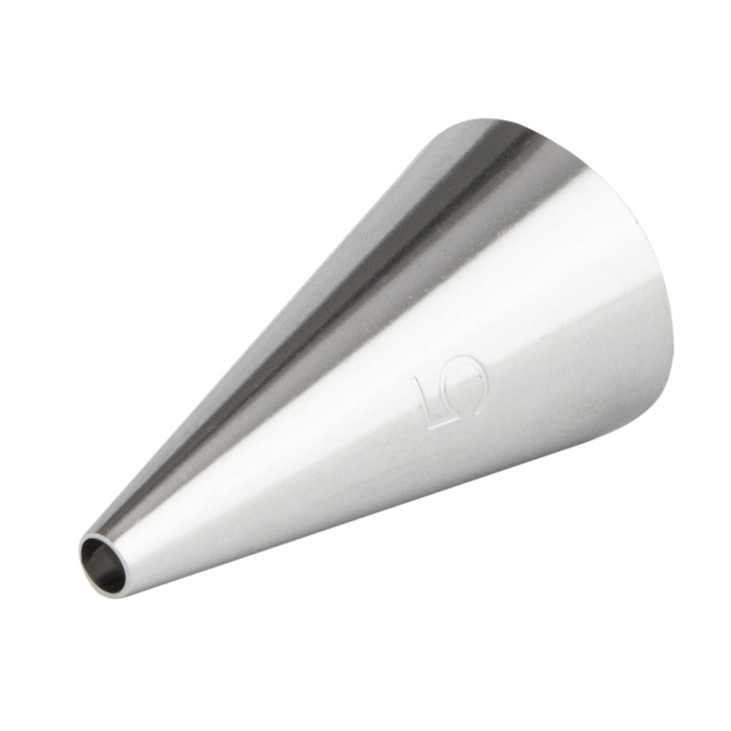Pastry Tek Stainless Steel #5 Round Piping Tip - 3/4" x 3/4" x 1 1/4" - 1 count box