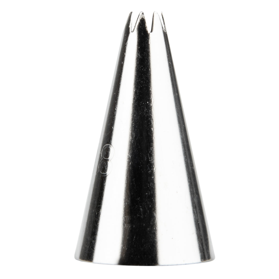 Pastry Tek Stainless Steel #18 Open Star Piping Tip - 3/4" x 3/4" x 1 1/4" - 1 count box