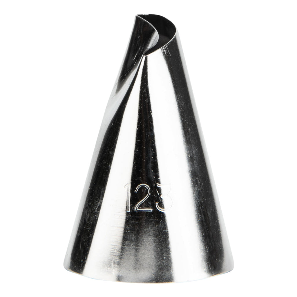 Pastry Tek Stainless Steel #123 Petal Piping Tip - 1" x 1" x 1 1/2" - 1 count box