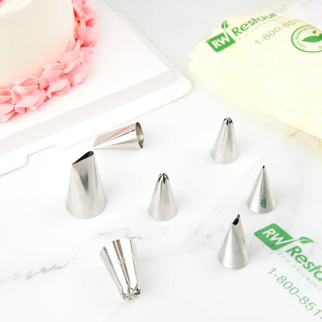 Pastry Tek Stainless Steel #129 Drop Flower Piping Tip - 3/4" x 3/4" x 1 1/4" - 1 count box