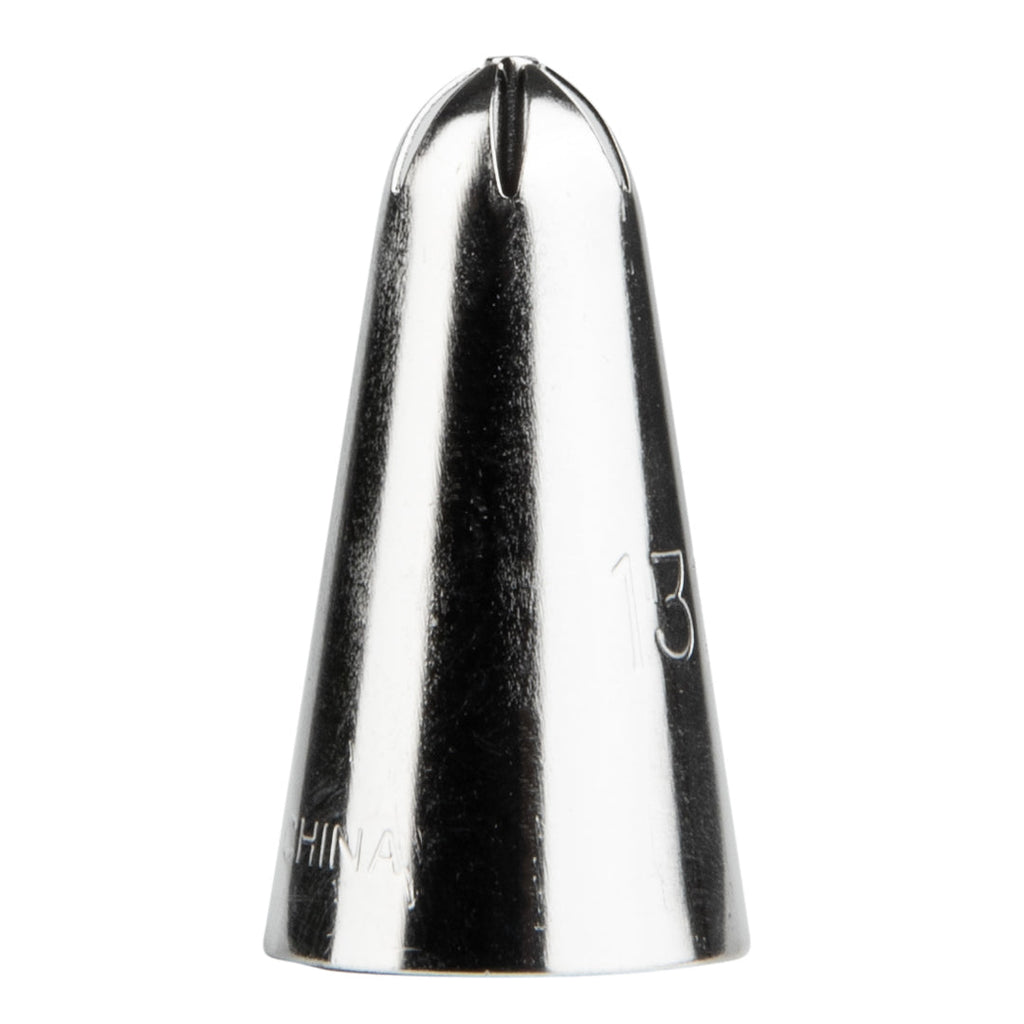 Pastry Tek Stainless Steel #131 Drop Flower Piping Tip - 3/4" x 3/4" x 1 1/4" - 1 count box