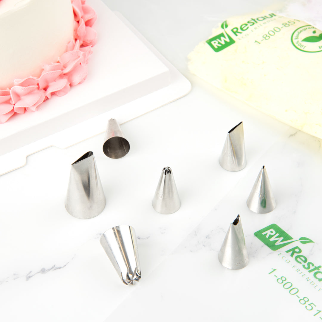 Pastry Tek Stainless Steel #225 Drop Flower Piping Tip - 3/4" x 3/4" x 1 1/4" - 1 count box