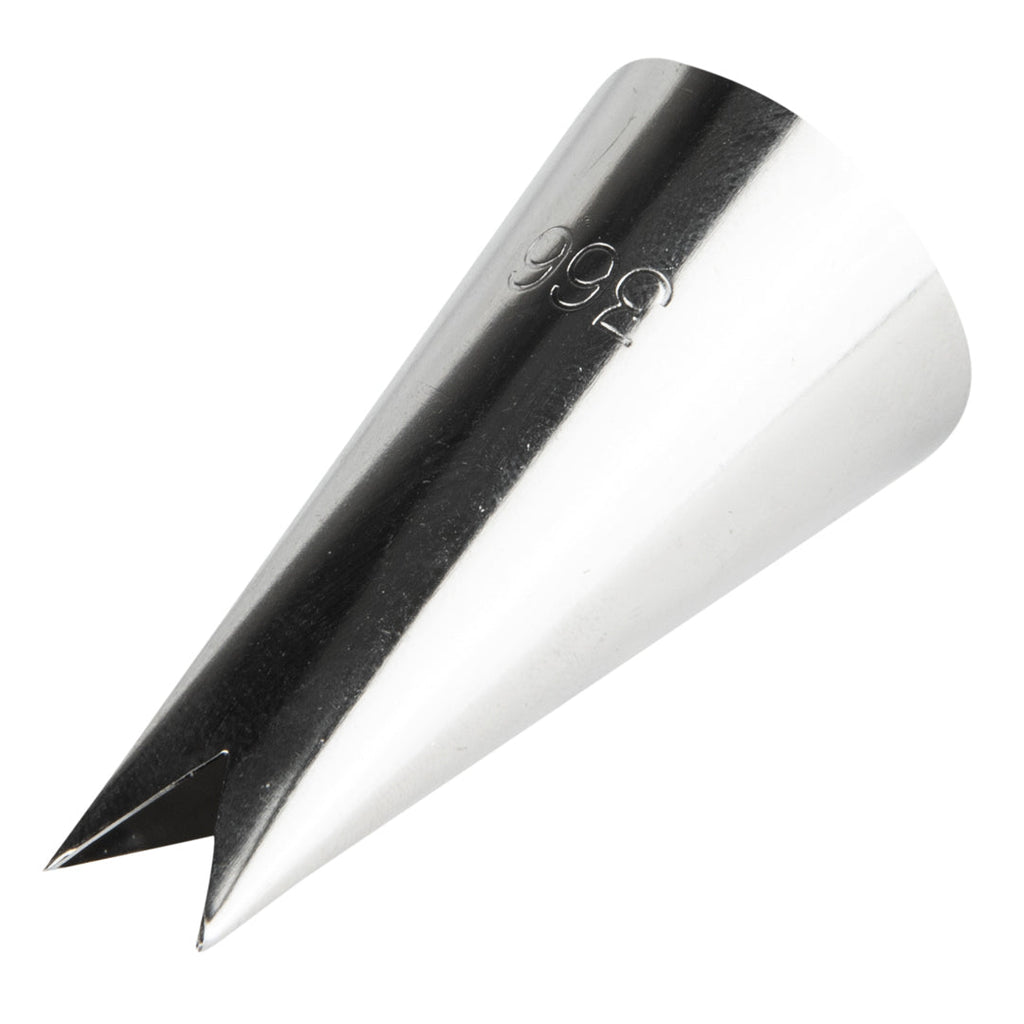 Pastry Tek Stainless Steel #366 Leaf Piping Tip - 2" x 1" x 2" - 1 count box