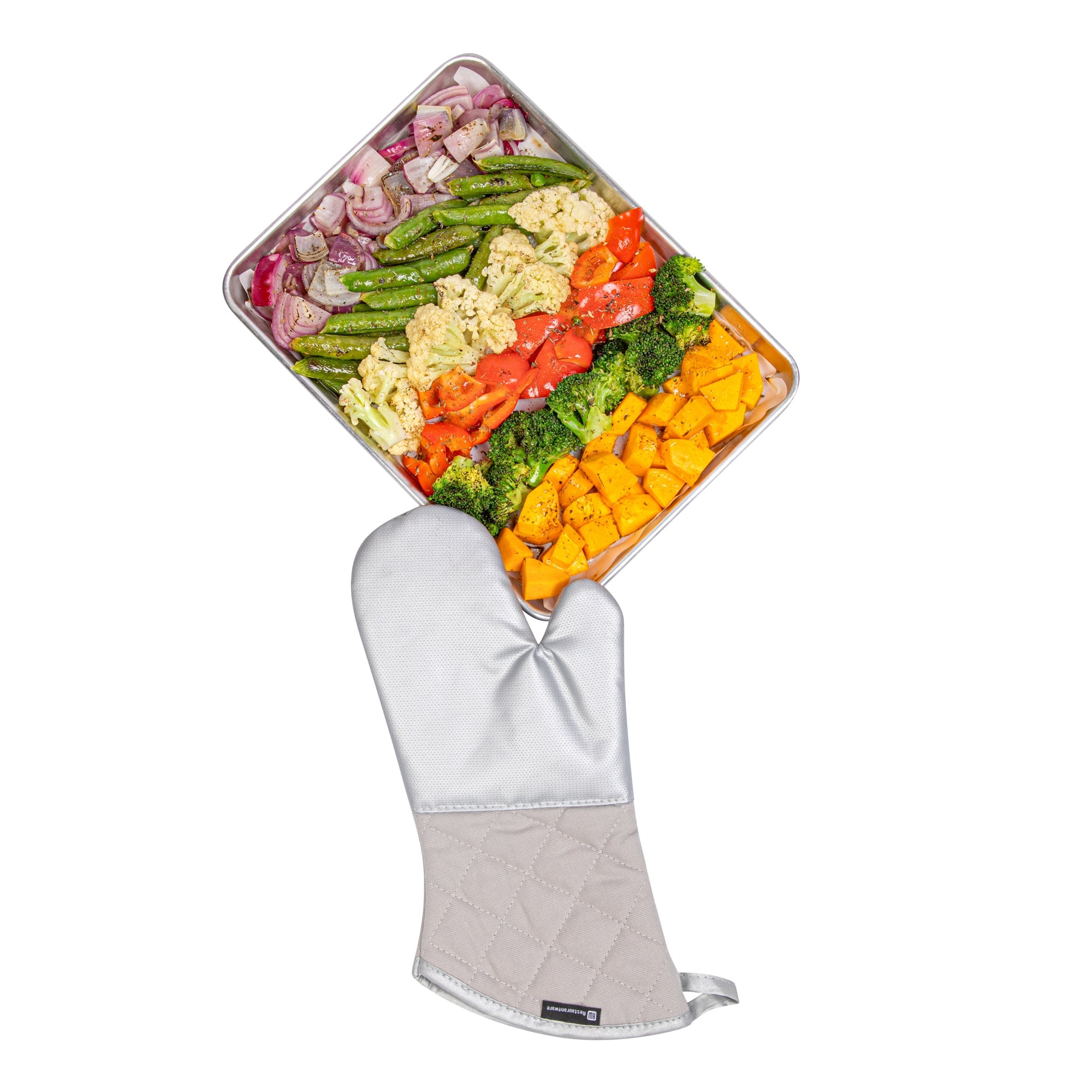 RW Threads Silver Fiberglass Oven Mitt - Non-Slip, Professional Grade - 15" x 7" x 1" - 1 count box
