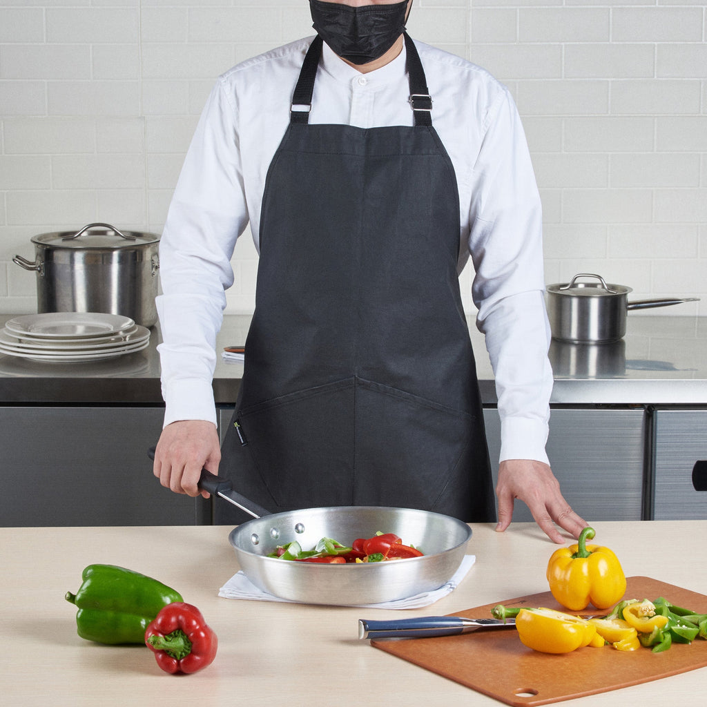 RW Threads Black Cotton Cooking Apron - Flame Retardant - 32" x 26" - 1 count box