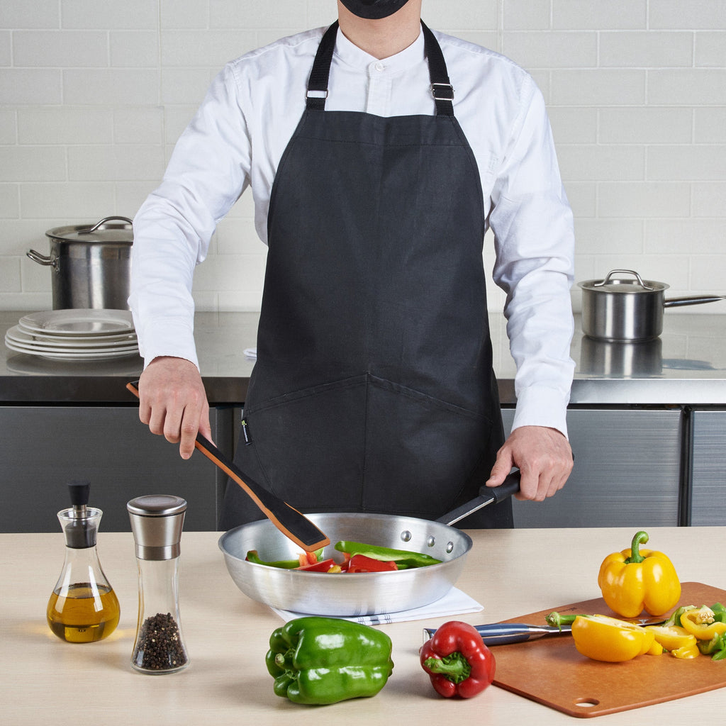 RW Threads Black Cotton Cooking Apron - Flame Retardant - 32" x 26" - 1 count box