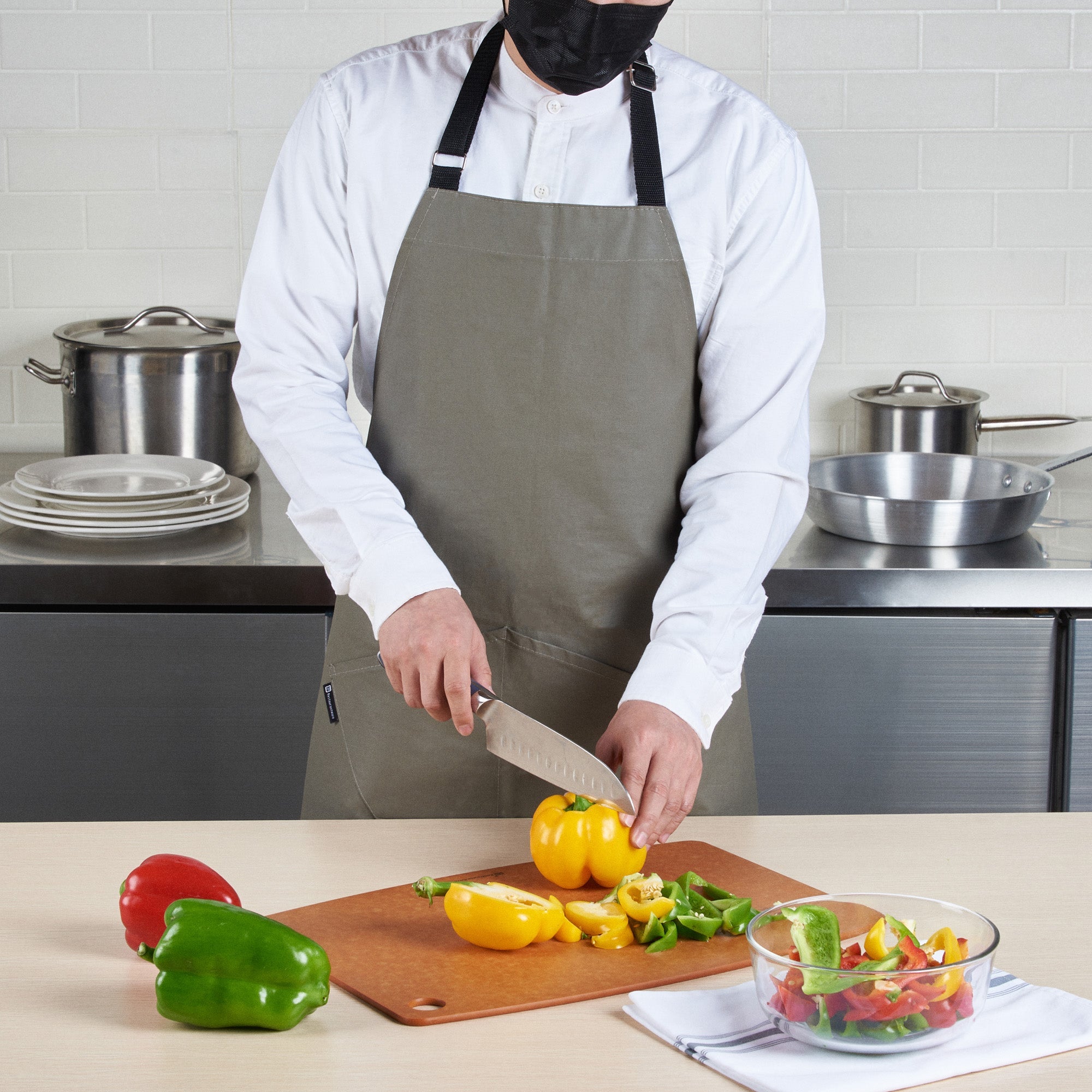 RW Threads Gray Cotton Cooking Apron - Flame Retardant - 32" x 26" - 1 count box