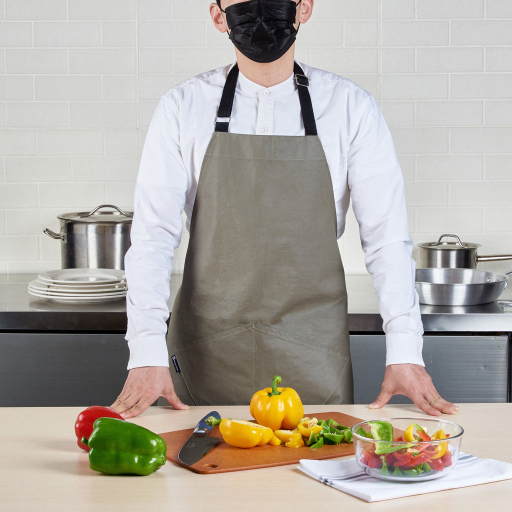 RW Threads Gray Cotton Cooking Apron - Flame Retardant - 32" x 26" - 1 count box