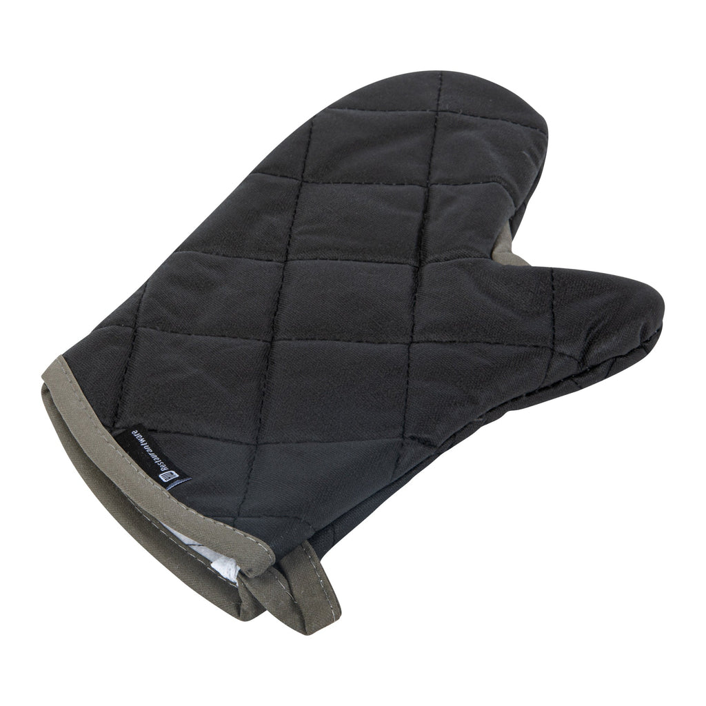 RW Threads Black Cotton Oven Mitt - Flame Retardant, with Thumb Guard - 13 3/4" x 8" x 1" - 1 count box