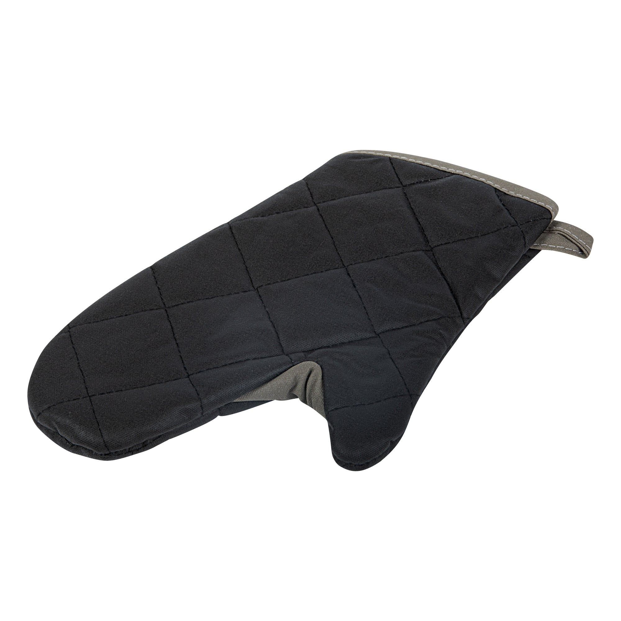 RW Threads Black Cotton Oven Mitt - Flame Retardant, with Thumb Guard - 13 3/4" x 8" x 1" - 1 count box