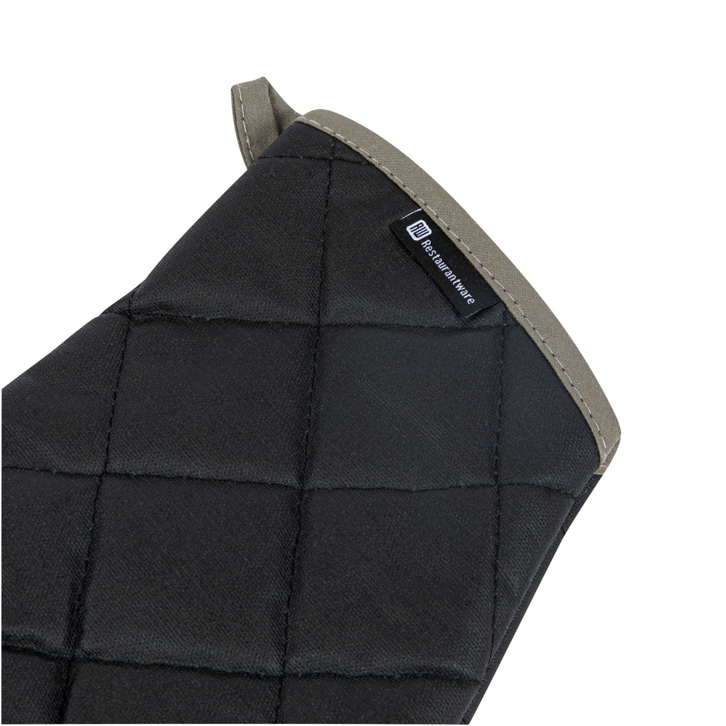 RW Threads Black Cotton Oven Mitt - Flame Retardant, with Thumb Guard - 13 3/4" x 8" x 1" - 1 count box