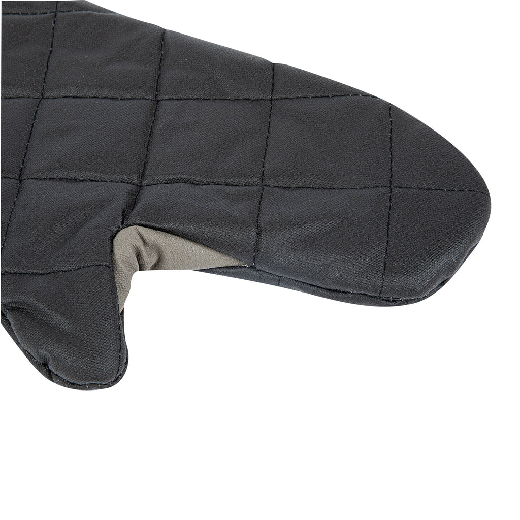 RW Threads Black Cotton Oven Mitt - Flame Retardant, with Thumb Guard - 13 3/4" x 8" x 1" - 1 count box