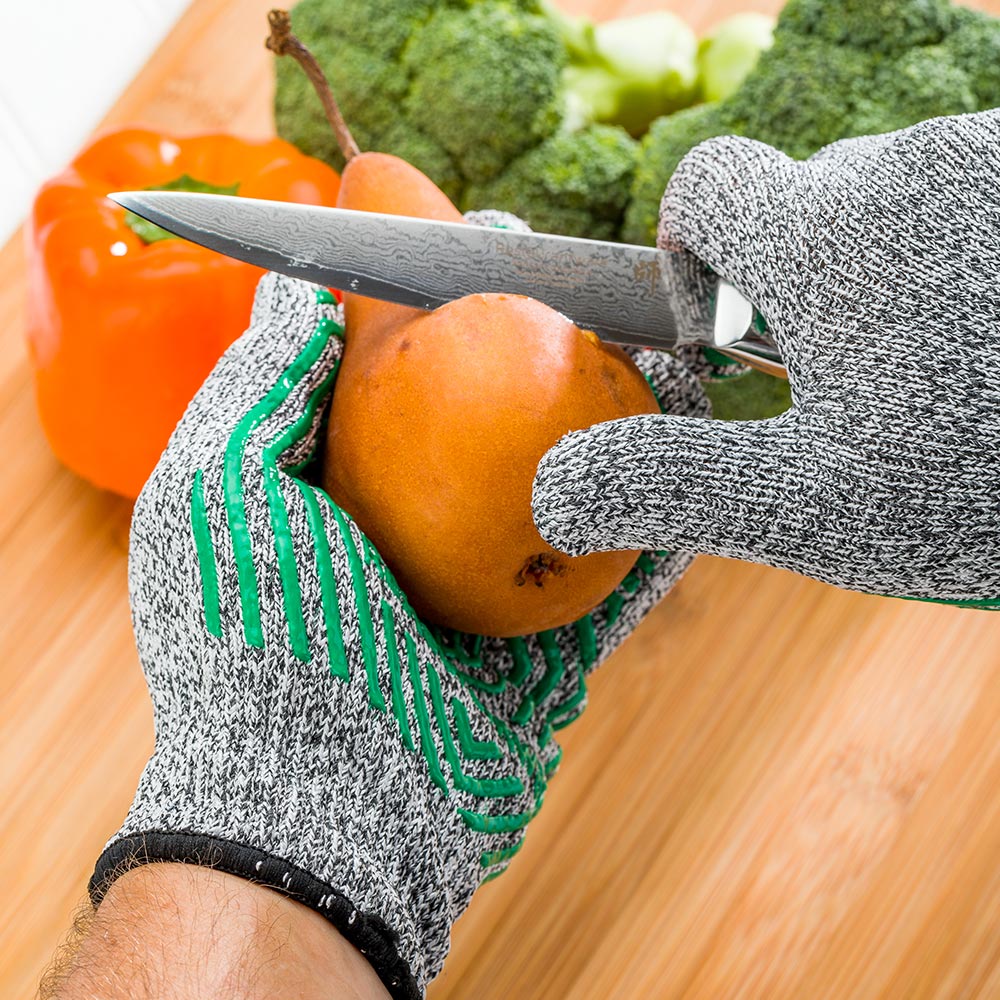 Life Protector Gray Large Cut-Resistant Gloves - Level 5, Non-Slip, Food Safe - 9" x 5" - Pair - 1 count box