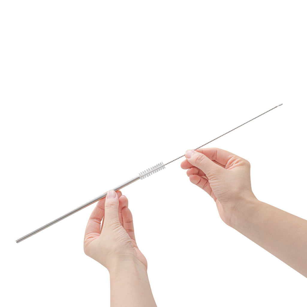 Bar Lux Silver Stainless Steel Straw Cleaning Brush - Reusable - 9 1/2" x 1" x 1" - 2 count box