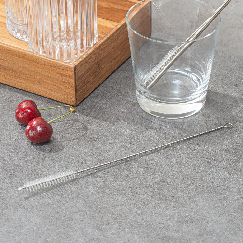 Bar Lux Silver Stainless Steel Straw Cleaning Brush - Reusable - 9 1/2" x 1" x 1" - 2 count box