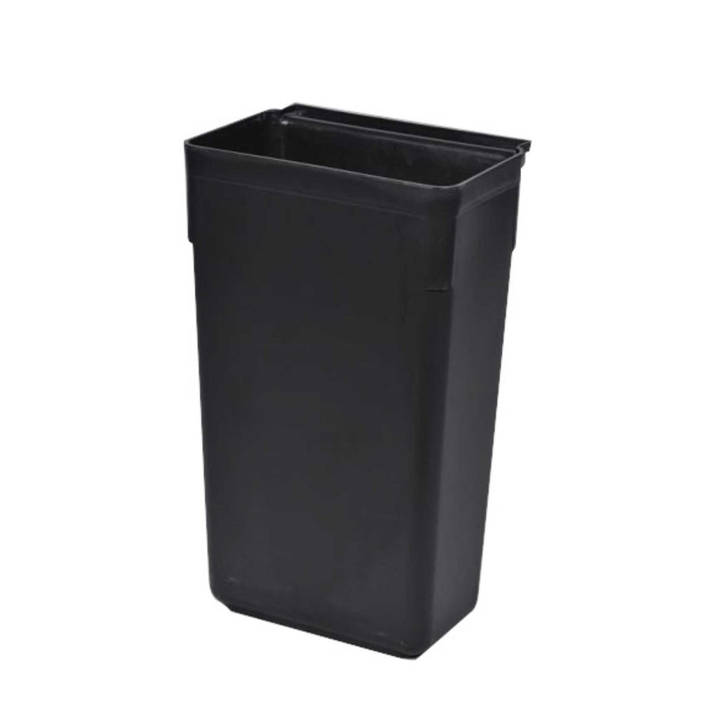 RW Clean Black Plastic Attachable Slim Trash Can - Fits Heavy-Duty Rolling Utility Cart - 13" x 9 1/2" x 22" - 1 count box