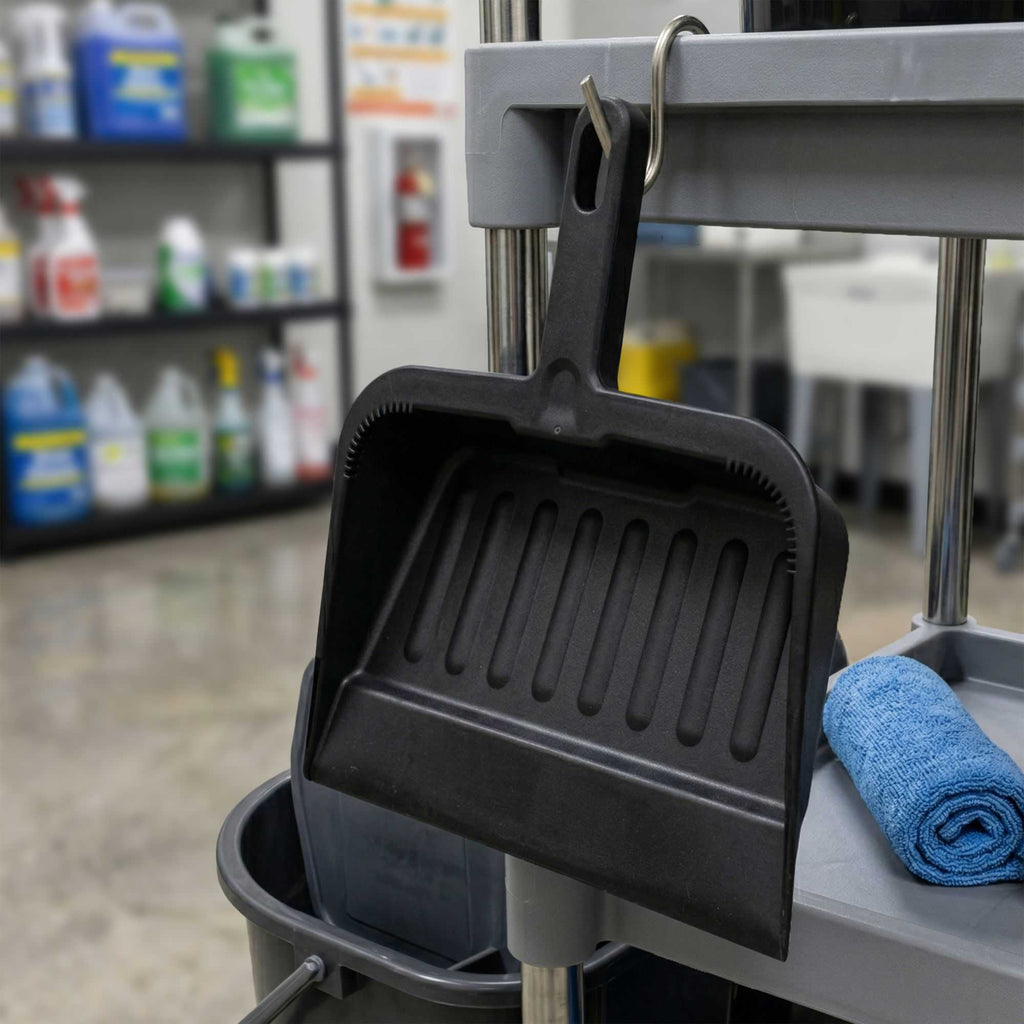 RW Clean Black Plastic Handheld Dustpan - 13" x 12" x 2 3/4" - 1 count box
