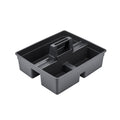 RW Clean Black Plastic Cleaning Caddy - 3 Compartments, with Handle - 15 1/4" x 13 1/4" x 6 3/4" - 1 count box