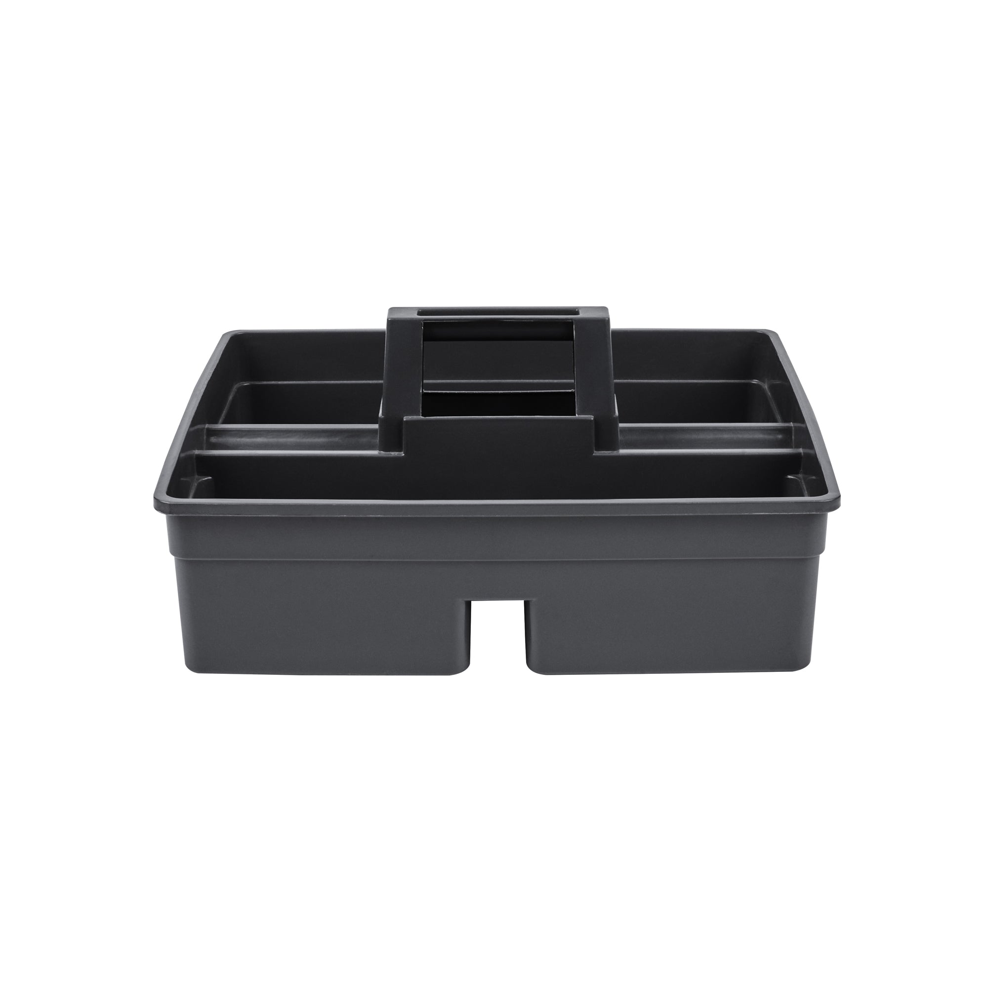 RW Clean Black Plastic Cleaning Caddy - 3 Compartments, with Handle - 15 1/4" x 13 1/4" x 6 3/4" - 1 count box